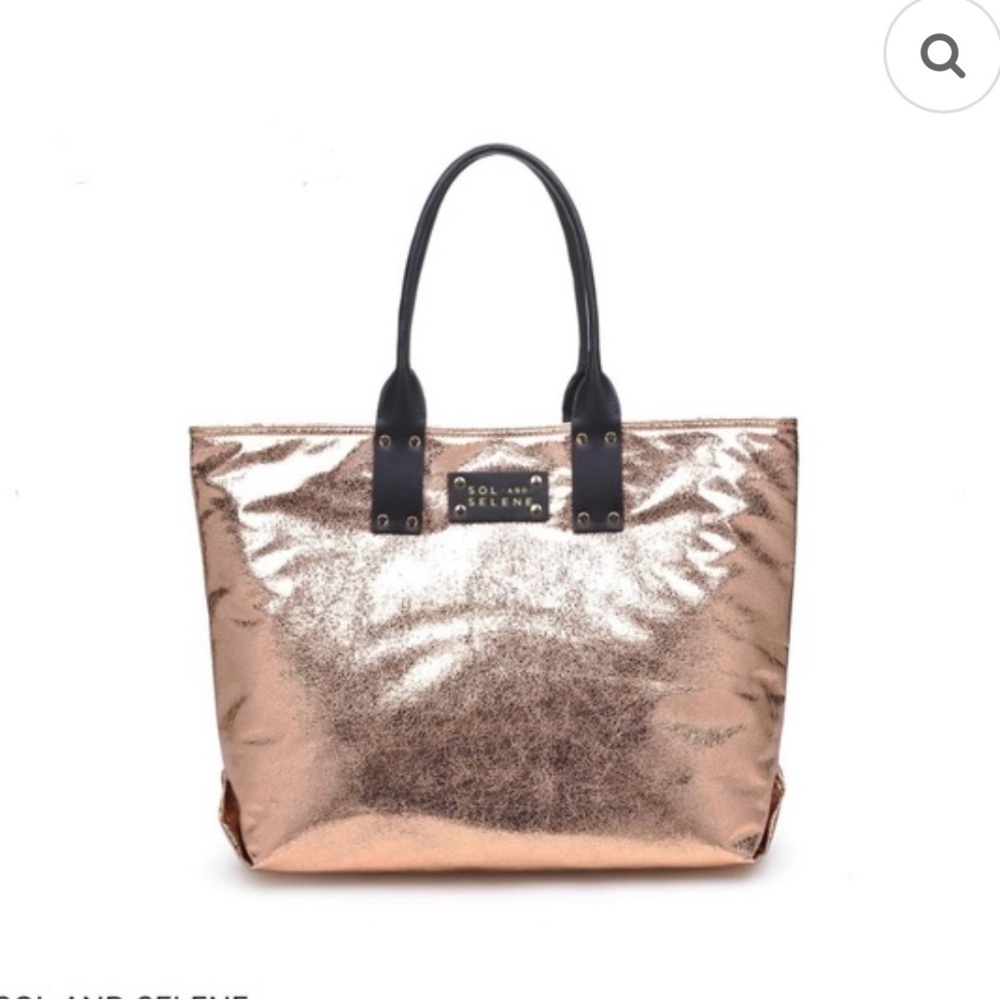 Sol and Selene It Girl Rose Gold Metallic Tote Bag